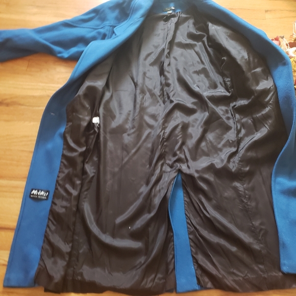 Micki! Vintage USA sz 10 blue Double-Breasted long womens wool coat - Picture 15 of 16